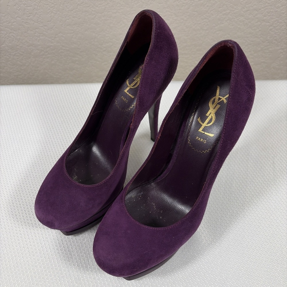 YVES SAINT LAURENT‎ Tribute Two Suede Platform Pumps SZ 36